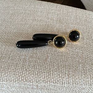 Elegant Black and Gold Tone Drop Earrings